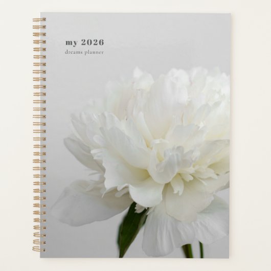 White Peony Minimalist Planner (Devant)