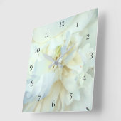 *~* White Peony Photo with Blue Tinge Square Vierkante Klok (Hoek)