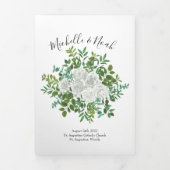 White Peony & Rose Floral Wedding Programmes (Page de couverture)