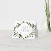 White Peony | Waterverf Floral Wedding Bedankkaart (Voorkant)