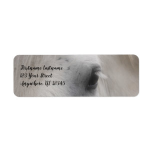 White Percheron Horse Eye Adres Etiket