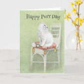 White Persian Birthday Cat Kaart (Gele Bloem)