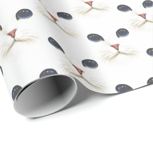 White Persian Cat Face Cadeaupapier (Rol Hoek)