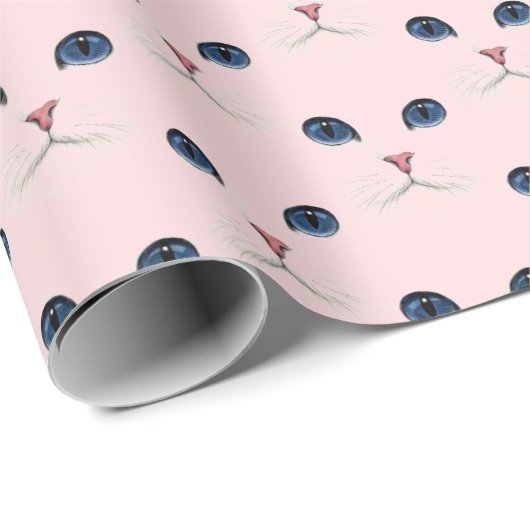 White Persian Cat Face Cadeaupapier (Rol Hoek)