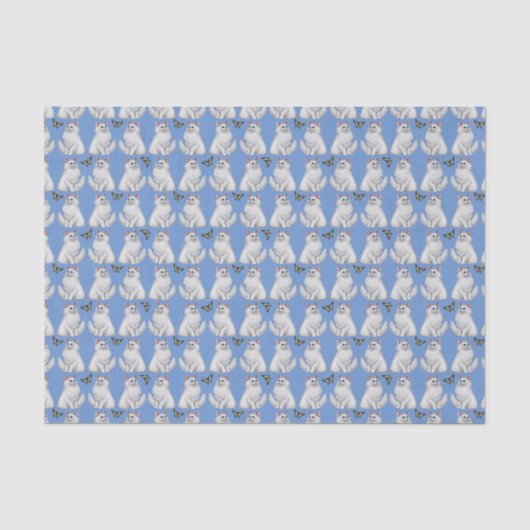 White Persian Cat met Butterfly-papier Tissuepapier (Voorkant)