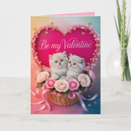 White Persian Cat Valentine's Day Card Feestdagen Kaart