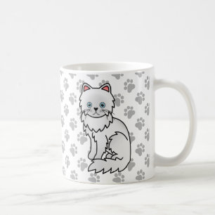 White Persian Cute Cartoon Cat Illustration Koffiemok