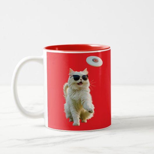 White Persian Disc Golf Tweekleurige Koffiemok (Links)