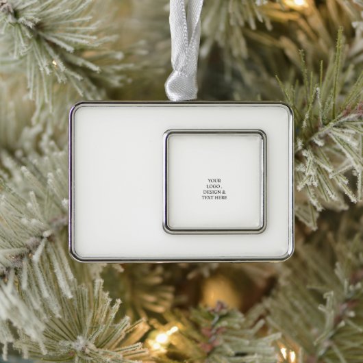 White Personalized – Your Logo & Text Here Verzilverd Kader Ornament (Boom)