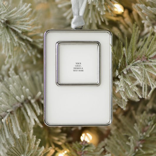 White Personalized – Your Logo & Text Here Verzilverd Kader Ornament (Boom)