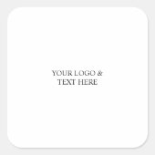 White Personalized – Your Logo & Text Here Vierkante Sticker (Voorkant)