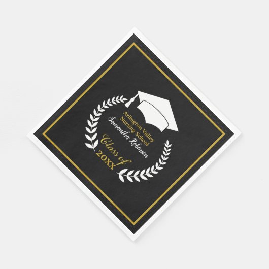 White Pet and Laurel Graduation Party Paper Napkin Servet (Hoek)