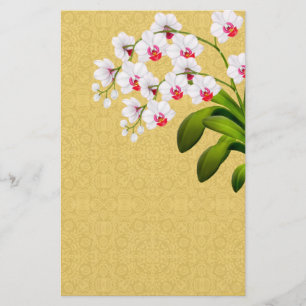 White Phalaenopsis Orchid Flowers Stationery Briefpapier