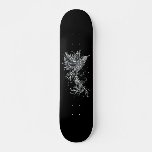 White Phoenix on Black Skateboard (Voorkant)