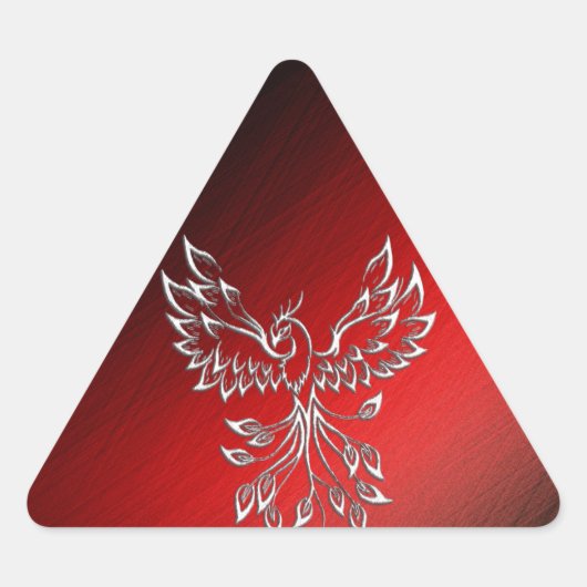 White Phoenix Rises Red in Black Ashes Driehoek Sticker (Voorkant)