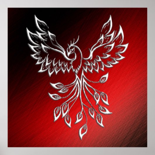 White Phoenix Rises Red in Black Ashes Poster (Voorkant)