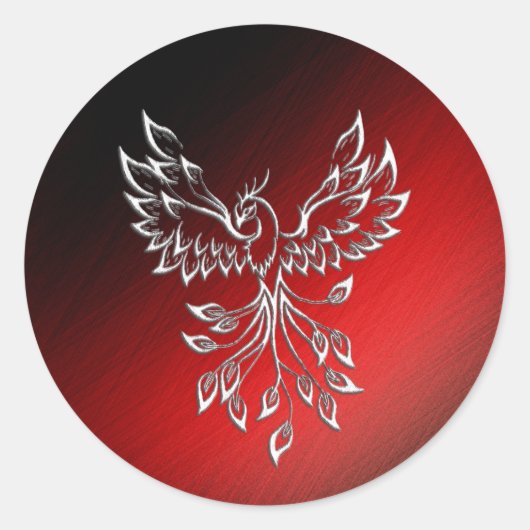 White Phoenix Rises Red in Black Ashes Ronde Sticker (Voorkant)