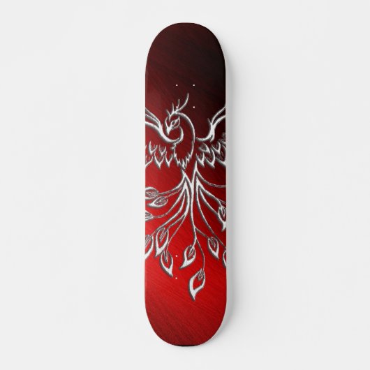 White Phoenix Rises Red in Black Ashes Skateboard (Voorkant)