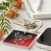 White Phoenix Rises Red in Black Ashes Sleutelhanger (Voorkant Rechts)