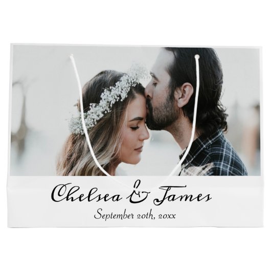 White Photo Elegant Calligraphy Name Jubileum Groot Cadeauzakje