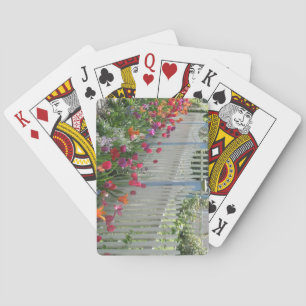 White Picket Fence with Tulips playcards Speelkaarten