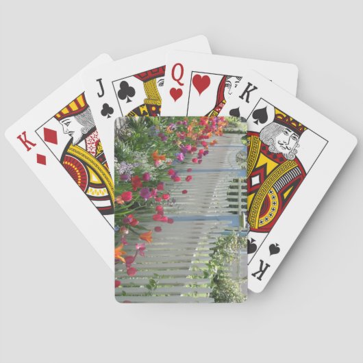 White Picket Fence with Tulips playcards Speelkaarten (Achterkant)