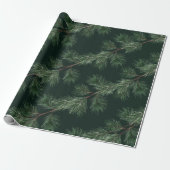 White Pine Garlands Deep Pine Green Cadeaupapier (Uitgerold)