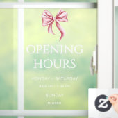 White Pink Bow Opening Hours Small Business Raamsticker (Huis)