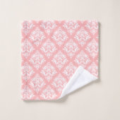 White & Pink Floral Damasks Pattern (Gant de toilette)