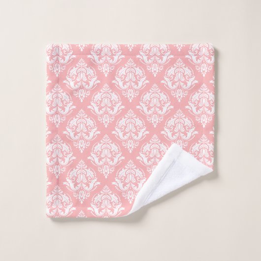 White & Pink Floral Damasks Pattern (Gant de toilette)
