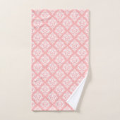 White & Pink Floral Damasks Pattern Bad Handdoek (Handdoek)