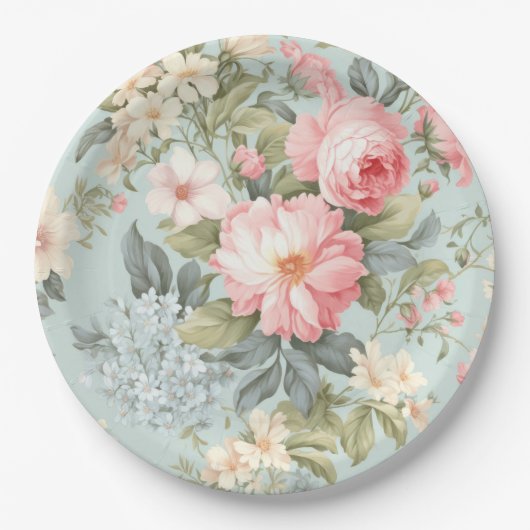 White Pink Floral Paper Bord (Voorkant)