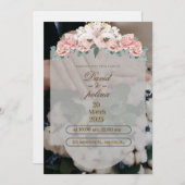White Pink Flower Decoration Wedding Invitation (Devant / Derrière)