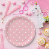 White Pink Polka Dot Paper Bord (Feest)