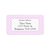 White Pink Polka Dots Custom New Address Label (Voorkant)
