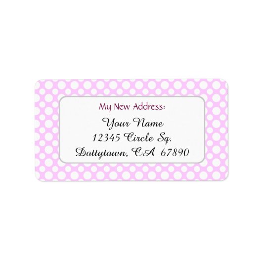 White Pink Polka Dots Custom New Address Label (Voorkant)