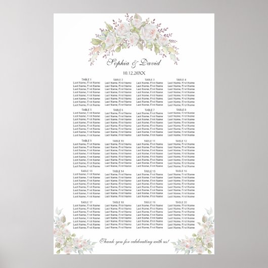 White Pink Roses Wedding Zitplaatsen Grafiek 160 g Poster (Voorkant)