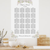 White Pink Roses Wedding Zitplaatsen Grafiek 160 g Poster (Keuken)