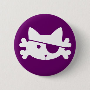 White Pirate Cat - knop Ronde Button 5,7 Cm