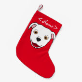 White Pitbull Face Kleine Kerstsok (Voorkant (Hangend))