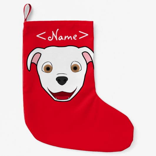 White Pitbull Face Kleine Kerstsok (Voorkant)