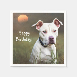White Pitbull Paper Napkins Servet