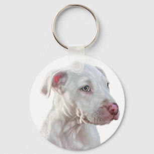 White Pitbull Puppy Sleutelhanger