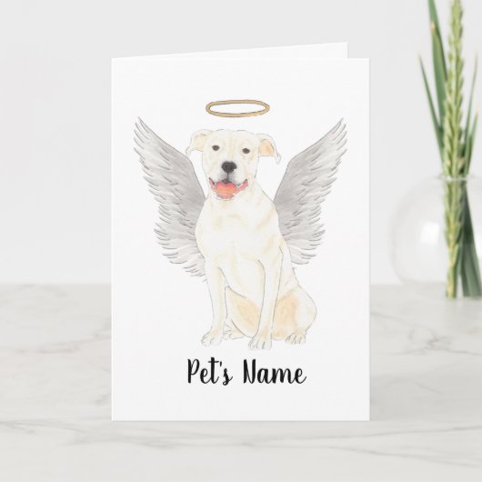 White Pitbull Staffy Sympathie Memorial Kaart (Voorkant)