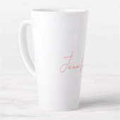 White Plain Modern Handschrift Jouw naam Latte Mok (Linkerhoek)