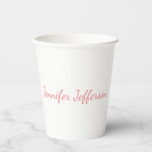 White Plain Modern Handschrift Jouw naam Papieren Bekers