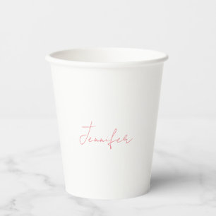 White Plain Modern Handschrift Jouw naam Papieren Bekers