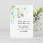 White Plumeria Beach Wedding Invitations (Debout devant)