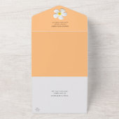 White Plumeria Flower with Golden Sunset, Weddensc All In One Uitnodiging (Buitenkant)