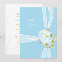 White Plumeria Hawaiian Bridal Showée Invitation